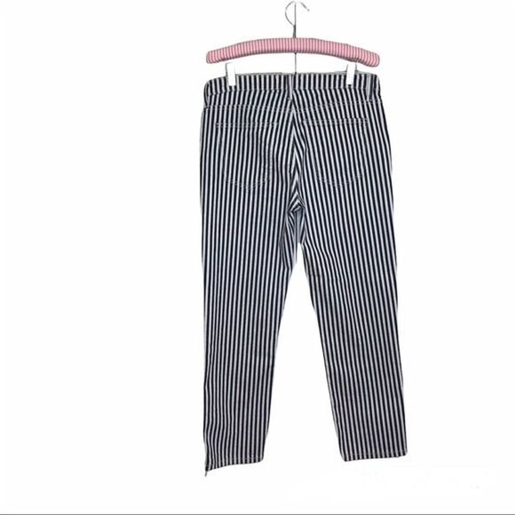 Current Elliott Pant Size 29 The Cropped Lexton Blue White Stripe Zipper Hemline - Picture 4 of 10